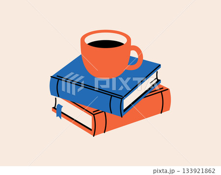 本の上に置かれたコーヒーカップ 133921862