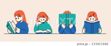 読書をする人物のイラスト　読書週間 133921880