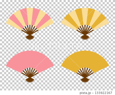 Vector illustration set of gold and red folding fans Auspicious Japanese style material Vector illustration set of gold and red folding fans Auspicious Japanese style material 133922167