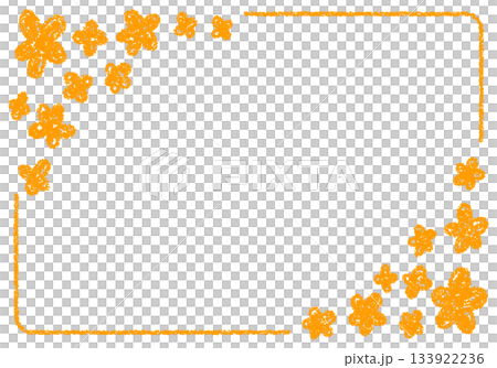 Hand-drawn crayon material background floral frame 133922236