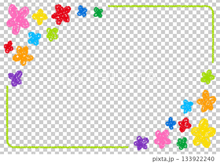 Hand-drawn crayon material background floral frame 133922240