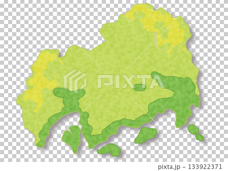 Hiroshima Prefecture topographical map illustration Hiroshima Prefecture topographical map illustration 133922371