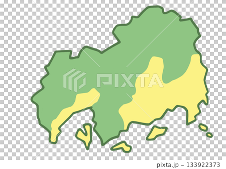 Topographical map showing the percentage of mountainous areas in Hiroshima Prefecture 133922373