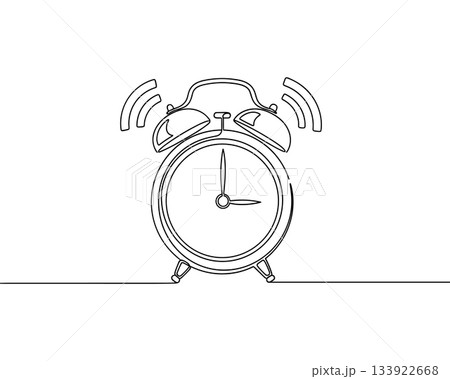 Alarm clock line vector. Ringing watch minimal outline illustration 133922668