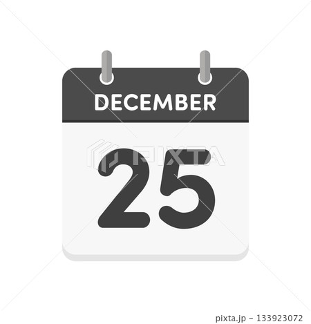 12月25日･December 25の日めくりカレンダーのアイコン - クリスマスの当日の英語の暦 133923072