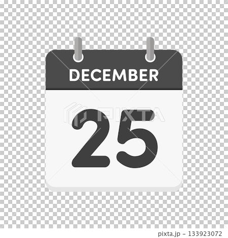 12月25日･December 25の日めくりカレンダーのアイコン - クリスマスの当日の英語の暦 133923072