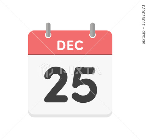 12月25日･DEC 25の日めくりカレンダーのアイコン - クリスマスの当日の英語の暦のイラスト 133923073