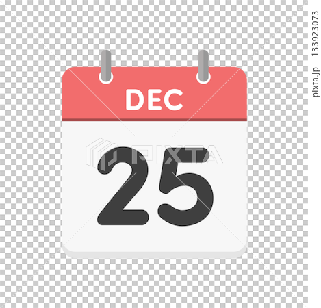 December 25th/DEC 25 daily calendar icon - Christmas day English calendar illustration December 25th/DEC 25 daily calendar icon - Christmas day English calendar illustration 133923073