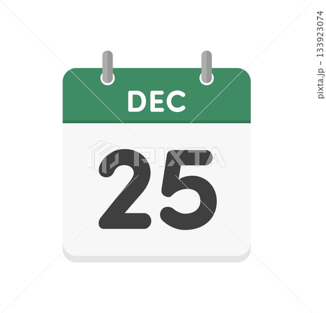 12月25日・DEC 25の日めくりカレンダーのアイコン - クリスマスの当日の英語の暦のイラスト 12月25日・DEC 25の日めくりカレンダーのアイコン - クリスマスの当日の英語の暦のイラスト 133923074