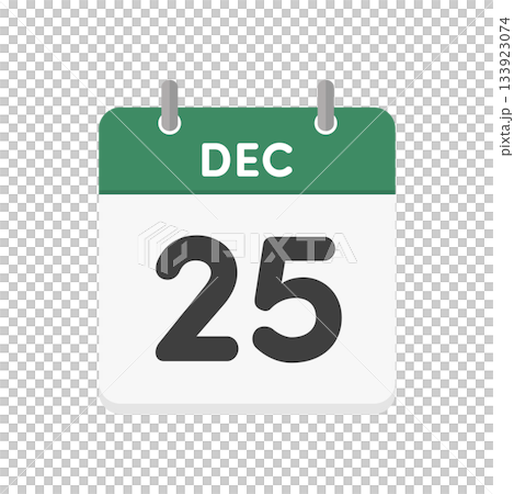 12月25日・DEC 25の日めくりカレンダーのアイコン - クリスマスの当日の英語の暦のイラスト 12月25日・DEC 25の日めくりカレンダーのアイコン - クリスマスの当日の英語の暦のイラスト 133923074