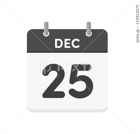 12月25日・DEC 25の日めくりカレンダーのアイコン - クリスマスの当日の英語の暦のイラスト 12月25日・DEC 25の日めくりカレンダーのアイコン - クリスマスの当日の英語の暦のイラスト 133923075
