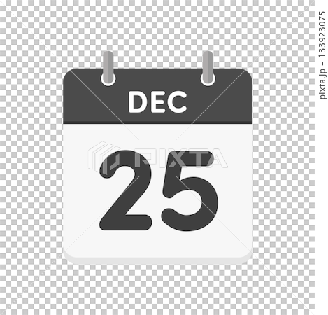 12月25日・DEC 25の日めくりカレンダーのアイコン - クリスマスの当日の英語の暦のイラスト 12月25日・DEC 25の日めくりカレンダーのアイコン - クリスマスの当日の英語の暦のイラスト 133923075