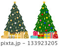クリスマスツリーとプレゼントの飾りのイメージ 133923205