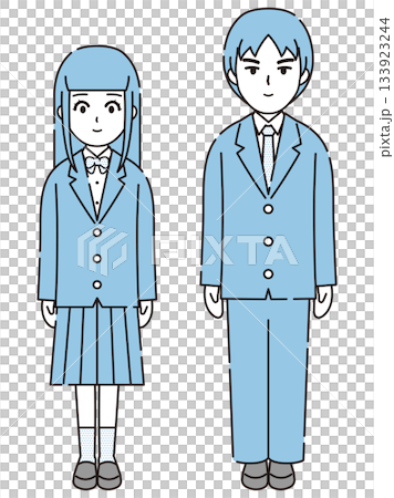 制服を着た学生のイラストセット6 133923244