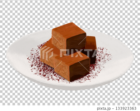 Raw chocolate (with cocoa powder) with plate 133923363