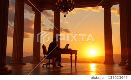 A serene scene at sunset 133923445