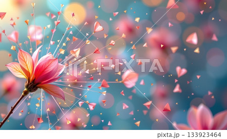 A close up of a vibrant flower with multiple petals 133923464