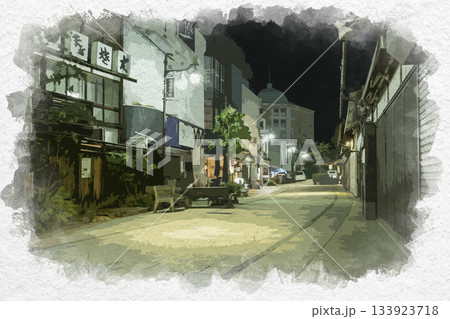 水彩画風　松本　縄手通り商店街　長野県松本市 133923718