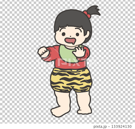 赤鬼のコスチュームの赤ちゃん（女の子）のイラスト 133924130