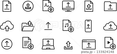 アップロードに関する編集可能な線画アイコンセット 133924148