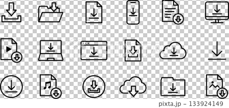 Editable line icon set for downloading 133924149