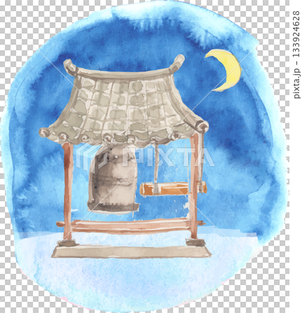 Watercolor illustration of New Year's Eve bell vector 133924628