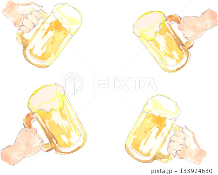 ビールをもって乾杯するイラスト　ベクター 133924630