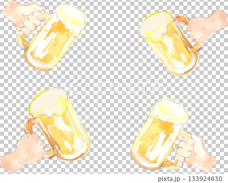 ビールをもって乾杯するイラスト　ベクター 133924630
