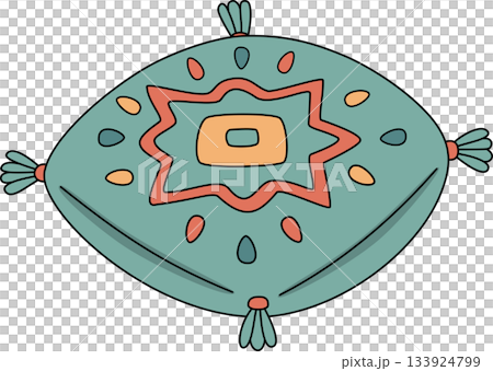 Bohemian Turquoise Throw Pillow with Geometric Mandala Design Illustration Bohemian Turquoise Throw Pillow with Geometric Mandala Design Illustration 133924799