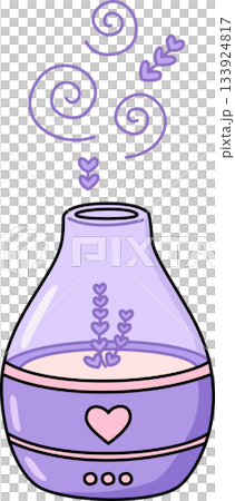 Cute Cartoon Aromatherapy Essential Oil Diffuser Illustration with Lavender Steam Cute Cartoon Aromatherapy Essential Oil Diffuser Illustration with Lavender Steam 133924817
