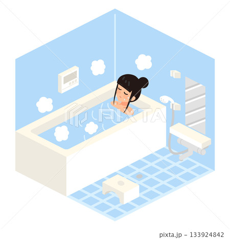 お風呂に入る女性のイラスト 133924842