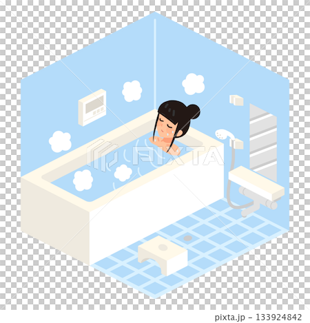 お風呂に入る女性のイラスト 133924842
