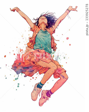 手を挙げる女性 133925278