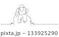 man runner ready pose action one line drawing continuous 133925290