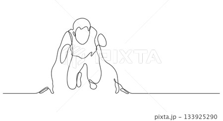 man runner ready pose action one line drawing continuous man runner ready pose action one line drawing continuous 133925290