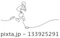 human running active one line drawing graphic 133925291