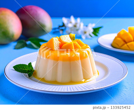 Calming fruit simplicity highlighted by organic mango jelly with a gentle translucent glow 133925452