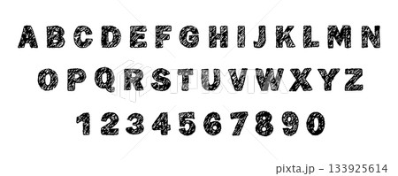 English alphabet crayon. Rough typescript font with pencil drawn. Chalk or wax texture. Vector illustration English alphabet crayon. Rough typescript font with pencil drawn. Chalk or wax texture. Vector illustration 133925614