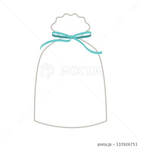 袋ラッピング　ギフト　リボン　プレゼント　水色ブルー　背景白　ベクターpng透明 133926751