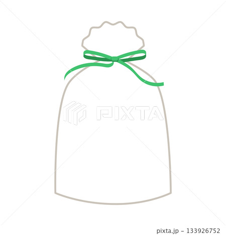 袋ラッピング　ギフト　リボン　プレゼント　緑色　背景白　ベクターpng透明 133926752