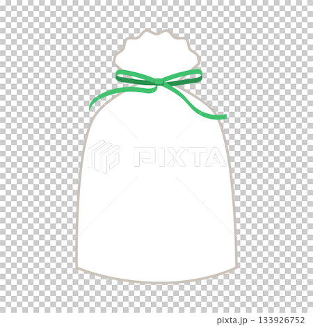 袋ラッピング　ギフト　リボン　プレゼント　緑色　背景白　ベクターpng透明 133926752