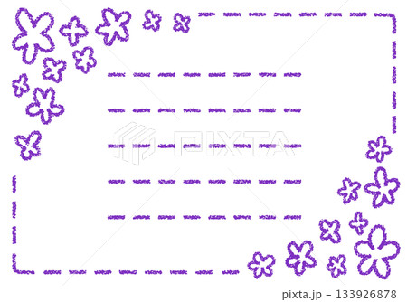 手描きのクレヨン素材　背景　花のフレーム　カード 133926878