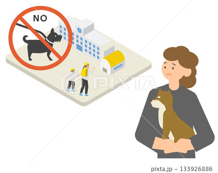 ペットの避難について悩む女性 133926886