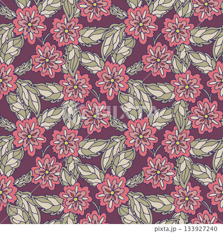 Pink Blooming Flowers Seamless Pattern Pink Blooming Flowers Seamless Pattern 133927240