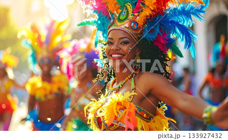 ブラジルのカーニバル衣装と華やかなダンサー 133927432