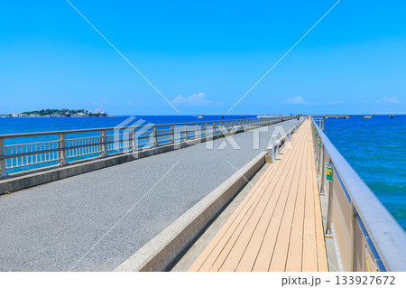 千葉県　館山市　渚の駅たてやまの横にある 館山夕日桟橋 133927672