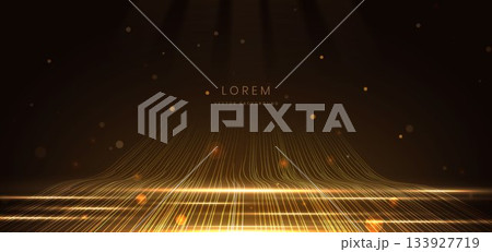 Luxury golden lines curve with lighting effect sparkling. Luxury style concept. 133927719