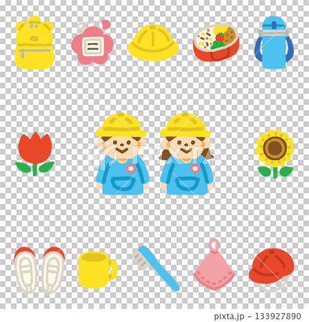 幼兒園圖示集，手繪，粉彩，可愛兒童插畫 133927890