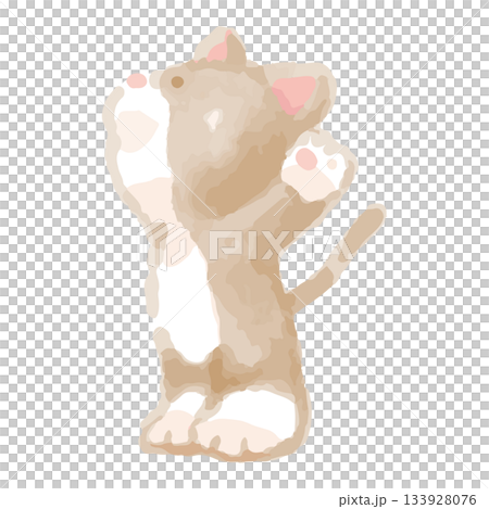 Fluffy Cat Watercolor Series – Stretching Cat 133928076