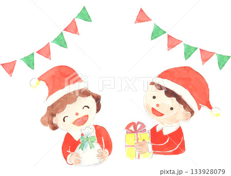 クリスマスパーティーをする子どものイラスト ベクター クリスマスパーティーをする子どものイラスト ベクター 133928079